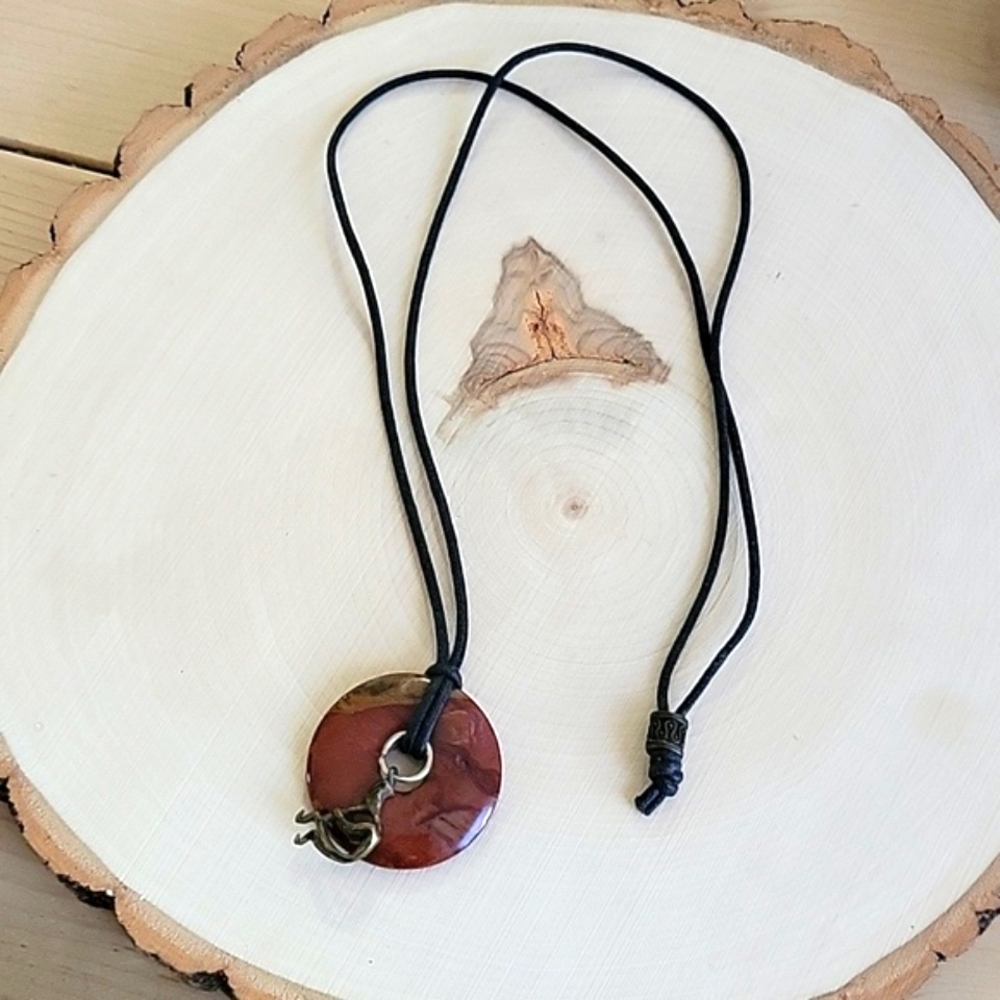 Jasper Gemstone Necklace with Kokopelli Charm